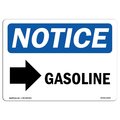 Signmission OSHA Notice Sign, 7" Height, 10" Width, Aluminum, Gasoline [Right Arrow] Sign With Symbol, Landscape OS-NS-A-710-L-13054